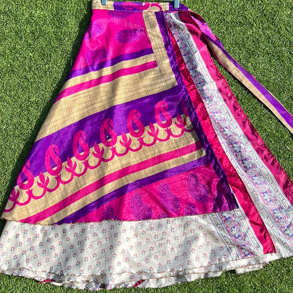Dainty Upcycled Sari Wrap Maxi Skirt